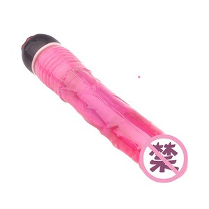 Crystal <b>Dildo</b> TPE Soft Pink And Purple Single Vibration Male Vibrator With Rotating Beads Adult Use - Product Image 4