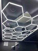 Lampu LED Heksagonal Etop Hexagrid Tegangan Lebar 110V 220V, Dapat Disambung, Pemasangan di Permukaan, untuk Garasi, Bengkel, Gym, dan Toko Detailing