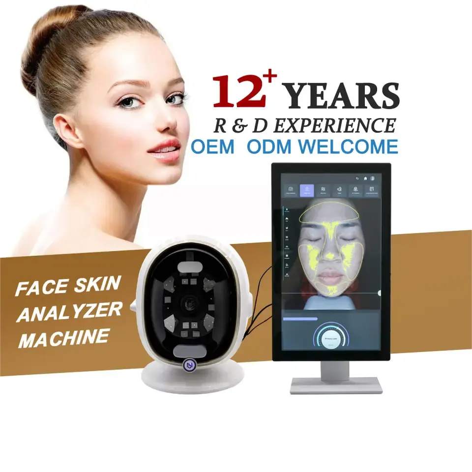 AI mesin penganalisa kulit, pemindai penguji kulit sistem analisis kulit cermin ajaib 3D wajah lampu kayu