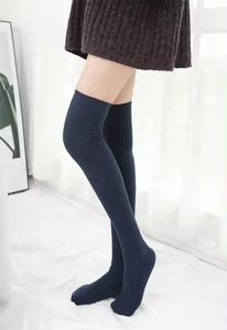 Großhandel Plain Black White School Lange Uniform Socken Frauen Baumwolle über den Knies trümpfen Oberschenkel High Stock - Product Image 5