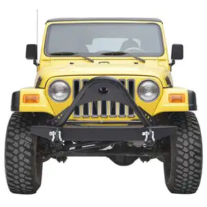 Hot Sale Off Road Suku Cadang Baja Bumper Depan dengan Cincin D untuk TJ Hitam Depan Bumper Guard untuk Wrangler YJ 87-06