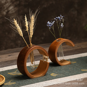 Florero de Bambú Estilo Chino, Decorativo de Escritorio, para Flores Secas o Hidropónicas, Diseño Zen Asiático, Pequeño Adorno - Product Image 2