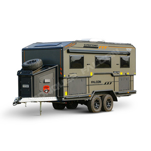 <span class=keywords><strong>Caravane</strong></span> tout-terrain à <span class=keywords><strong>double</strong></span> essieu avec toit rigide, pour camping, voyages et usage extérieur, avec salle de bain intégrée - Product Image 2