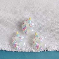 10 pièces de cabochons en résine à dos plat, série licorne mignonne, arc-en-ciel, glace, scrapbooking, bricolage, bijoux, artisanat, accessoires de décoration
