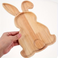 Plateau décoratif en bois en forme de lapin de Pâques, plateau de service pour fruits, planche à collation en bois pour fêtes, vacances, dîners