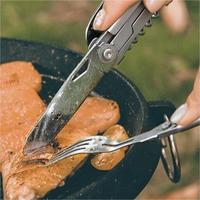 Couteau, fourchette et cuillère pliables 6 en 1 en acier inoxydable, multi-outils de camping avec tire-bouchon pour pique-nique et voyage