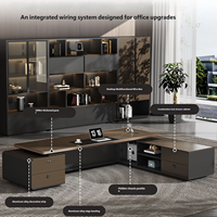 Ensemble de bureau de direction haut de gamme, luxueux et sophistiqué, bureau de direction moderne en bois avec finition brillante et bordure en PVC