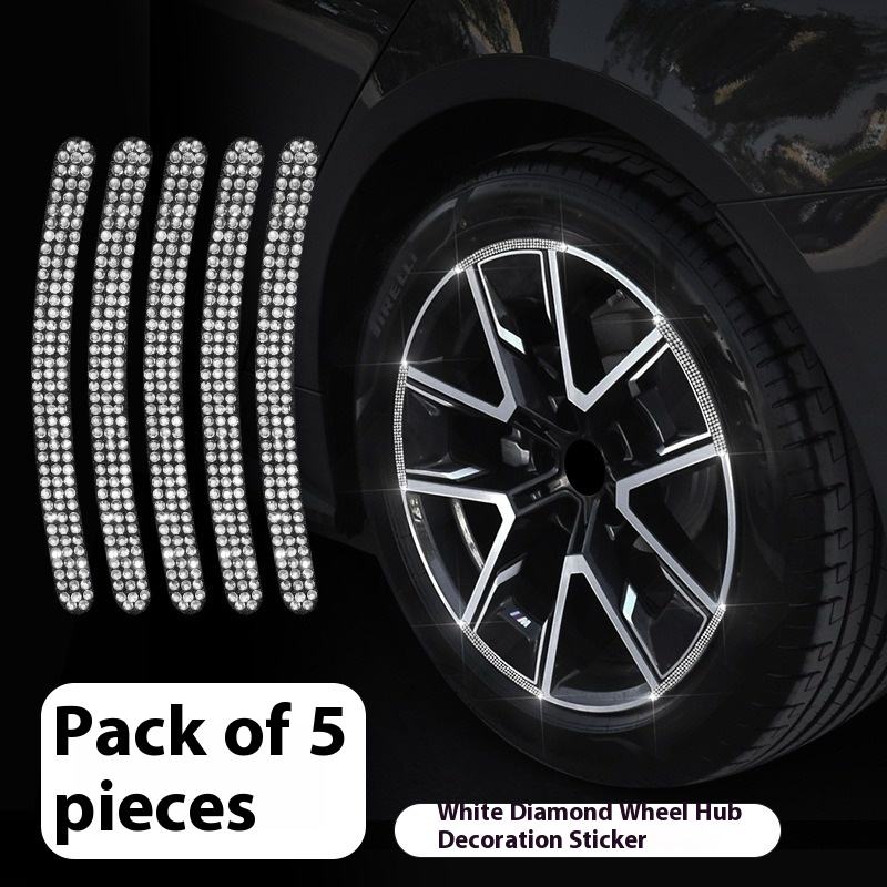 Autocollants de roue [5 bandes/set] diamants blancs