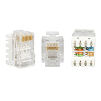 Jack Keystone Cat6 Transparan Female RJ45 UTP Modul Jaringan PC Case Alat Verifikasi Kabel Visual Tanpa Alat Soket Ethernet 250V
