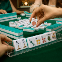 Jello Green Vacation Mahjong - Tuiles de Mahjong Île Tropicale avec motifs Coquille de Torche et Fleurs, Jeu de Mahjong en Acrylique pour la Maison