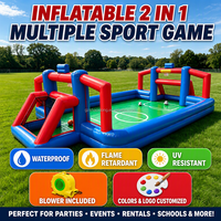 Terrain de sport gonflable commercial 2-en-1 pour enfants : football et basketball