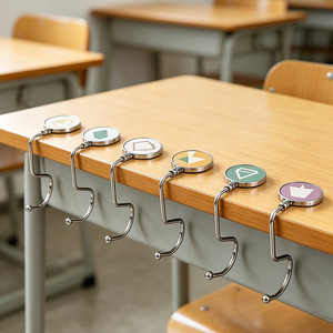 Desk Side Backpack Hooks Metal Single Hook 1-3kg Load Capacity For Classroom Dormitory Use - Product Image 4