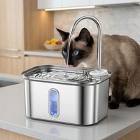 Fontaine à eau rectangulaire en acier inoxydable pour animaux de compagnie, écologique, grande capacité, purificateur d'eau automatique à charge intelligente pour chats et chiens