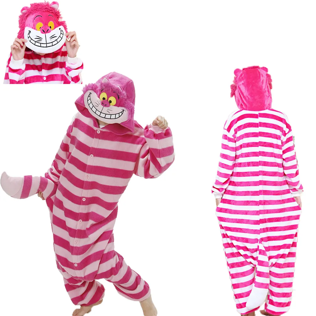Halloween Cosplay Costume Animal Adult Cheshire Cat Pajama Cartoon Pajamas Flannel Sleepwear