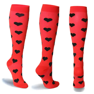 Chaussettes de compression imprimées dégradées pour femmes, hauteur genou, bas de soutien pour la course et le cyclisme, chaussettes athlétiques mignonnes et tendance - Product Image 3