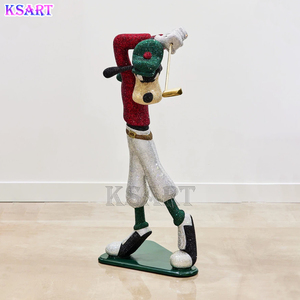 Sculpture de Goofy colorée incrustée de diamants, jouant au golf, recouverte de strass, Goofy de dessin animé pour décoration de galerie, artisanat en résine - Product Image 6
