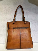 Sac fourre-tout en cuir pleine fleur imperméable peint à la main motif tournesol pour femme, sac à main vintage floral artistique avec fermeture éclair personnalisable