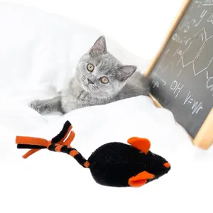 Wholesale Christmas Pet Products Soft Black Mice Shape Organic Squeak Catnip Plush Cat Toys