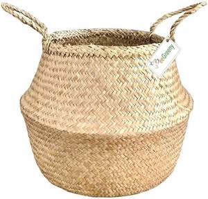 Настенные корзины для хранения в ванной, фетровые, складные, набор из 2 штук, белые, плетеные из ротанга, круглые, 32 дюйма, для фруктов и белья, 2,5 бушеля - Product Image 2