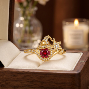 Anillo de Moissanita Tallada con Forma de Sombrero de Bruja, Estrella Celestial, Piedra de Nacimiento, Plata de Ley 925, Bañado en Oro, Engaste de Garras, Certificado GRA, para Mujer - Product Image 3