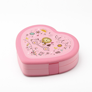 LULA 500ml Heart Shape Custom Logo Portable Kids Plastic Bento Lunch Box Leakproof
