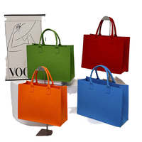 Sac fourre-tout réutilisable moyen personnalisé avec logo 4-tudou, en feutre de laine et toile, motif dessin animé imprimé, avec bandoulière, pour supermarché