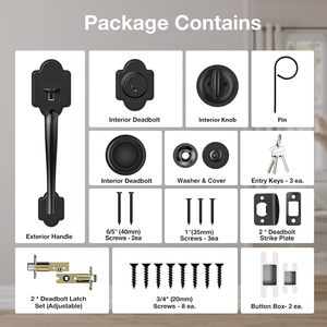 Calzibeno <b>Matte</b> <b>Black</b> Front <b>Door</b> Lock Set Classic <b>Knob</b> With Deadbolt Reversible For Right Left <b>Door</b> Anti Theft Key Operated - Product Image 6
