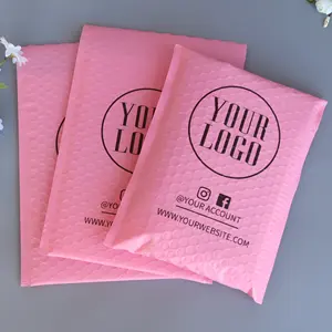 Atacado personalizado impresso bolha saco rosa poli mailer bolha selagem saco para roupas envio sacos bolha utentes