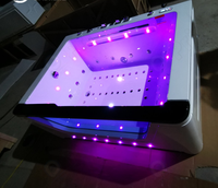 Baignoire de massage à remous moderne de luxe pour 2 personnes avec fenêtre en verre, spa intelligent en acrylique avec lumière LED