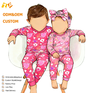 Vêtements <span class=keywords><strong>de</strong></span> nuit <span class=keywords><strong>en</strong></span> <span class=keywords><strong>bambou</strong></span> pour garçons et filles <span class=keywords><strong>en</strong></span> gros, 2 pièces, pyjamas personnalisés pour enfants, ensembles <span class=keywords><strong>de</strong></span> vêtements pour enfants pour la Saint-Valentin - Product Image 5