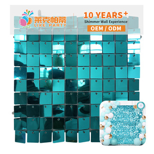 Miroir carré bleu scintillant avec paillettes pour événements, mariages, anniversaires, fêtes, baby showers et toile de fond photo - Product Image 1