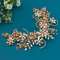 Serre-tête de mariée extra long fait main en cristal champagne, luxueux, avec perles et strass, pour mariage, parure de cheveux, accessoire de coiffure, vente directe usine