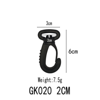 Mousquetons pivotants noirs robustes en plastique imperméable, petits et portables, avec clips de sécurité rotatifs pour sacs à dos et sangles d'équipement