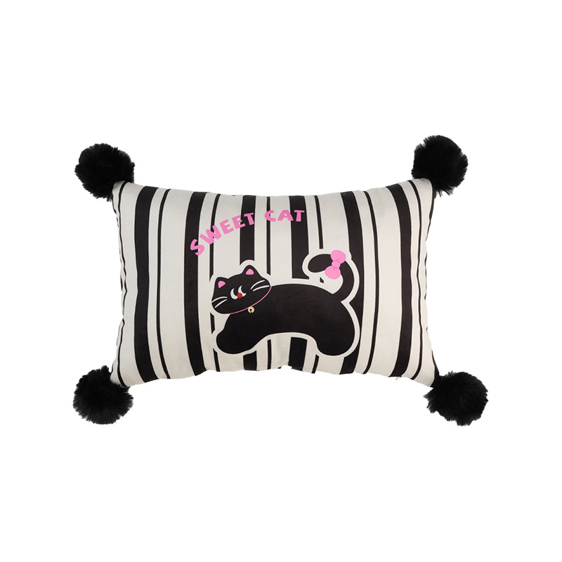 Support lombaire chat rayé en peluche