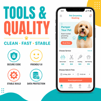 Développement d'une application de réservation de toilettage pour animaux de compagnie pour iOS et Android avec réservation de services et profils d'animaux LionCreate