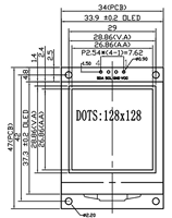 Layar LCD OLED 1,5 Inci Modul Tampilan SH1107 Modul Tampilan 128x128 Layar 4-pin IIC