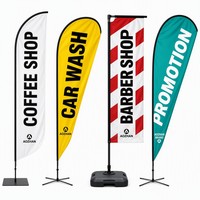 Drapeau de plage personnalisé en plumes 2026, bannière publicitaire en forme de goutte d'eau ou de couteau, avec mât en fibre de verre pour l'immobilier et les visites immobilières