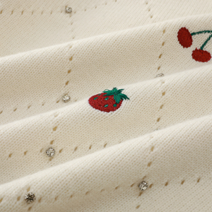 2024 Xu Hướng Mới Tùy Chỉnh Người Phụ Nữ Dài Tay Áo Hàng Đầu Crew Cổ Trắng Áo Thun Thêu Áo Len Với Kim Cương - Product Image 5