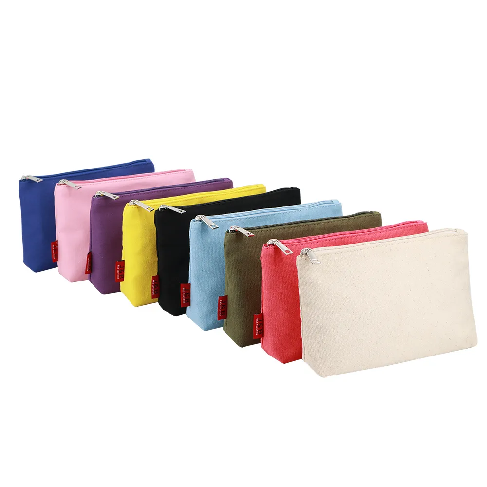 क्लासिक डिजाइन प्रकार शैली कस्टम डी टी रंग पर्यावरण के अनुकूल कपास कैनवास मेकअप बैग जिपर पाउच गैजेट भंडारण बैग उपहार पैकेज