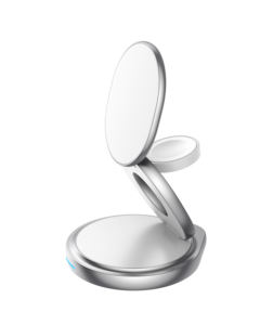 Pieghevole 3 in 1 telefono senza fili caricabatterie per telefono cellulare banca di potere stazione per iphone15 orologio Mini formato Logo personalizzato nuovi prodotti - Product Image 1