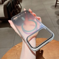 Coque de téléphone magnétique antichoc à double couleur dégradée bleue avec airbag, compatible avec iPhone 17 Pro Max et iPhone 16 (nouvelle version)