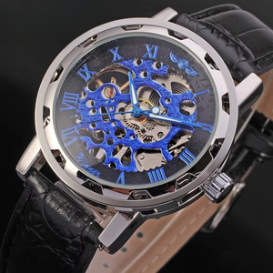 Reloj Automático Vintage para Hombre con Esfera Hueca Grabada, Correa de Cuero Negra, Reloj de Pulsera Mecánico Retro - Product Image 5