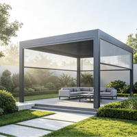 Pergola Aluminium Model 220 dengan Louver yang Dapat Disesuaikan, Paviliun Luar Ruangan Bermotor Tahan Air