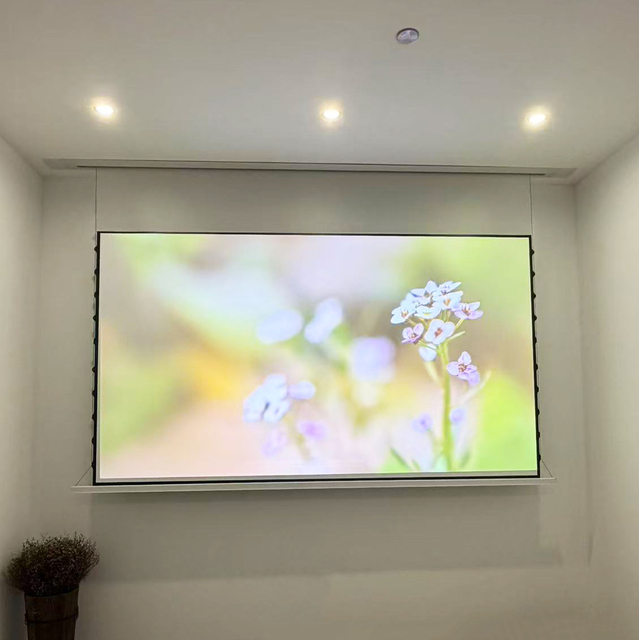 OEM UST ALR 92Inch Quiet Lifting Screen Motorized Ceiling Down Fast Lift Projector Screen 1080P Home Universal Projector Screen