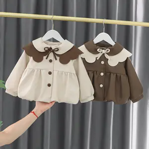 2023 nouvelle mode enfants coréen trench en cuir 0-4 ans bébé printemps et automne solide doux veste