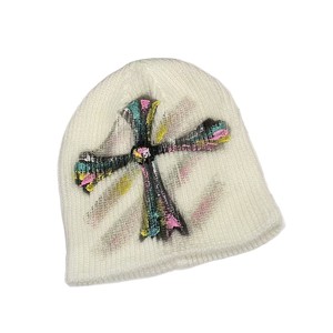 <b>Wool</b> Hat Women Black Cross Knitted Vintage Style Anti Pilling 12 Gg Autumn Winter Face Slimming Shade Cap - Product Image 5