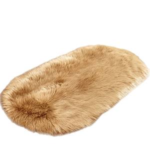 Tapis ovale en fausse laine, gris café, blanc cassé, antidérapant, en fibre acrylique, pour salon, chambre, tapis de sol uni, usage domestique - Product Image 2