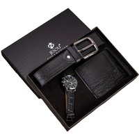 Coffret Cadeau de Noël Luxe Sport Affaires Mode Marron Alliage 40mm Quartz 20mm Acrylique Montre Homme Hangzhou Portefeuille en Cuir Boussole
