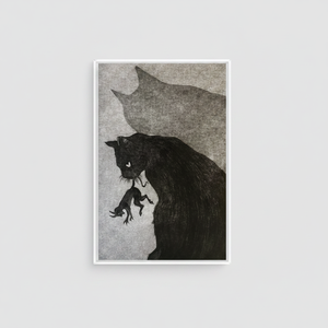 Minimalist Mother Cat and Kitten Art Deco Panel <b>Canvas</b> Print Elegant Hanging <b>Wall</b> Art CLEAR FRAMED <b>CANVAS</b> - Product Image 2