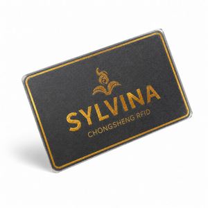 Cartes de visite personnalisées en PVC, impression de cartes en plastique noir avec bordure de logo en feuille d'or pour les marques d'entreprises haut de gamme - Product Image 1